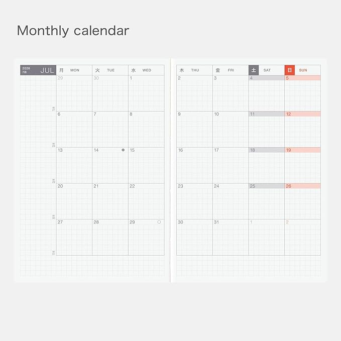 Hobonichi Techo 2026 Original Book – A6, English, Daily, January Start, Monday Start, Planner