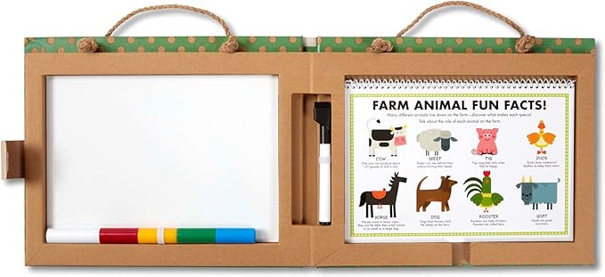 Melissa & Doug Natural Play: Play, Draw, Create Farm, Drawing Activity Set & Magnet Kit - Reusable Mess-Free Travel Activity Toy for Ages 3+(45 Magnets, 5 Dry-Erase Markers) - FSC Certified