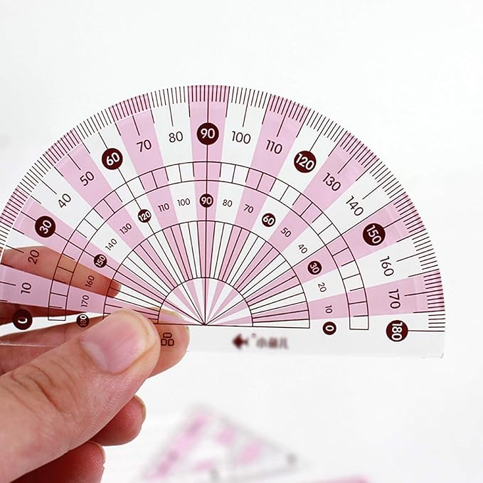 LABANCA 8 Pcs Compass Set with Protractor Rulers Pencil for Math Geometry (X-Pink)