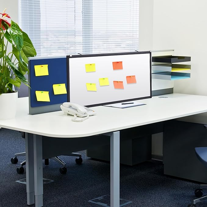 36" x 18" Magnetic Cubicle Whiteboard Erase Board Wall Mount Long Board Black Aluminum Frame Hook Mounting System