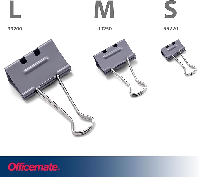 Officemate EZ Binder Clips,Medium Size,12/Box,Gray (99250),(Pack of 2)