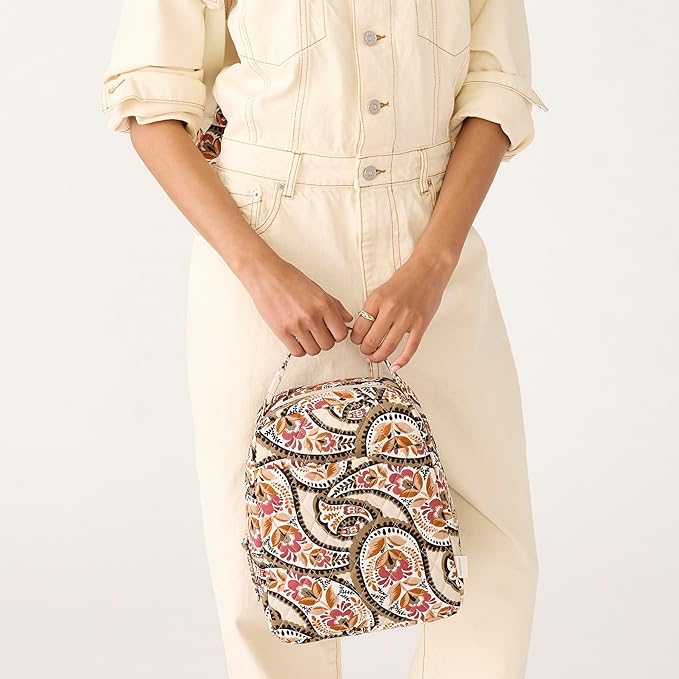 Premium Cotton Large Lunch Bag, Blooming Paisley, One Size