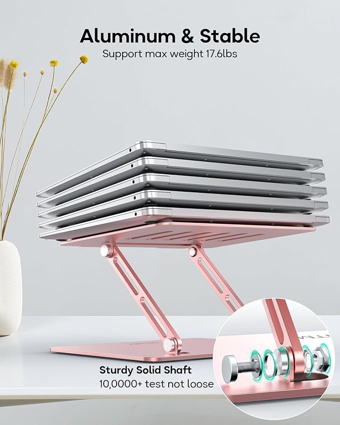 Adjustable Laptop Stand, Ergonomic Computer Stand for Desk, Aluminum Ventilated Colling Laptop Riser Holder Mount Compatible with MacBook Pro Air, HP, 10-15.6" All Laptops