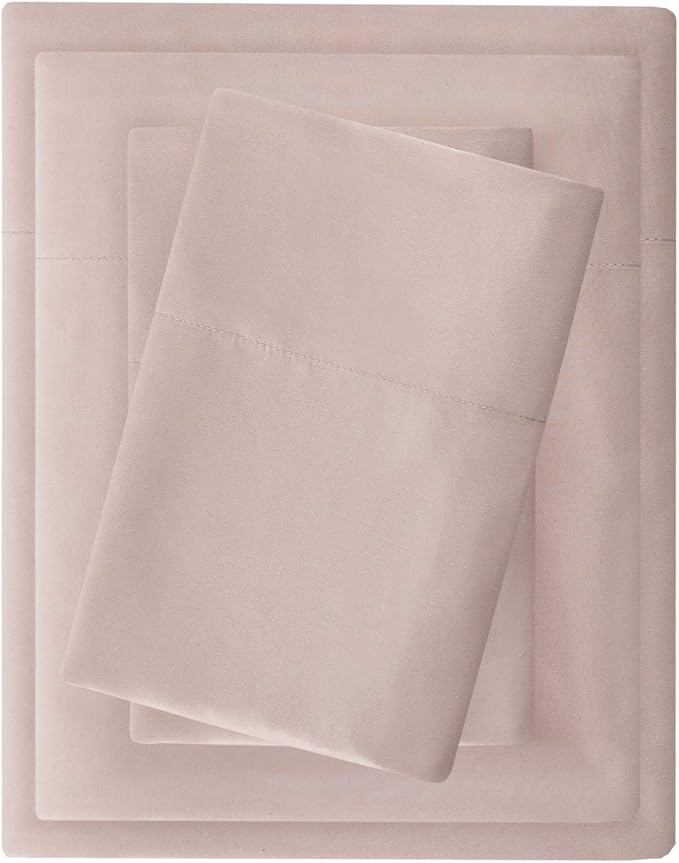 Madison Park 3M Microcell Bed Sheet Set Color Fast, Wrinkle and Stain Resistant, Soft Sheets with 16" Deep Pocket All Season, Cozy Bedding-Set, Matching Pillow Case, Twin XL, Blush, 3 Piece