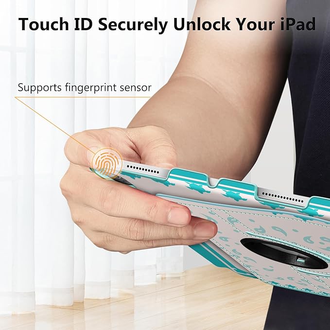 Fintie Rotating Case for iPad (A16) 11th Generation 11 Inch (2025), iPad 10th Generation 10.9 Inch (2022) - [Built-in Pencil Holder] 360 Degree Rotating Protective Stand Cover, Green Sea Turtle