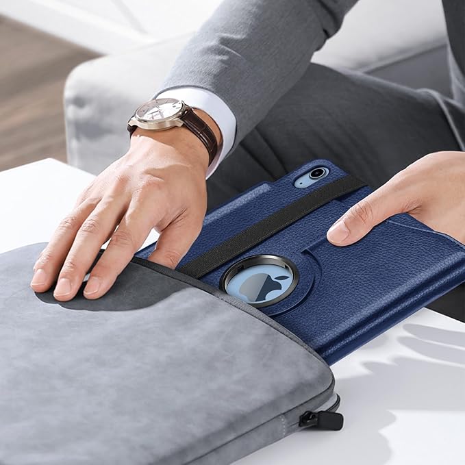 Fintie Rotating Case for iPad (A16) 11th Generation 11 Inch (2025), iPad 10th Generation 10.9 Inch (2022) - [Built-in Pencil Holder] 360 Degree Rotating Protective Stand Cover, Navy