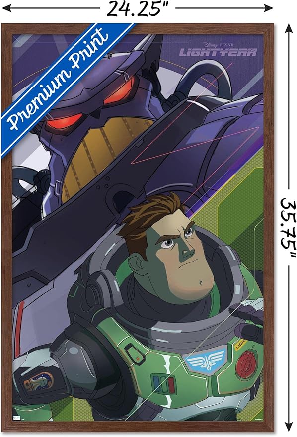 Trends International Disney Pixar Lightyear - Buzz and Zurg Wall Poster, 22.375" x 34", Mahogany Framed Version