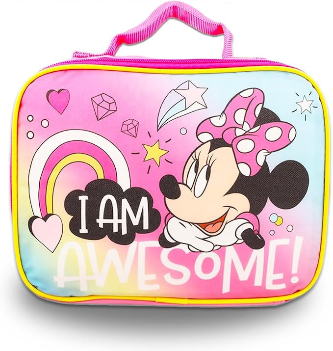Disney Minnie Mouse Backpack with Lunch Box - Bundle 16" Backpack, Lunch Bag, Stickers, More | Minnie School Supplies (Pink)