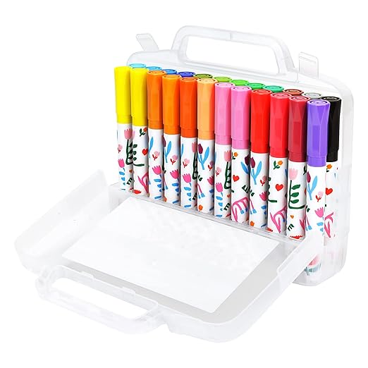 Amazon Basics Washable Markers for Kids, Fine Tip Assorted Colors, Non-Toxic Drawing and Coloring School Supplies Set, Pack of 24