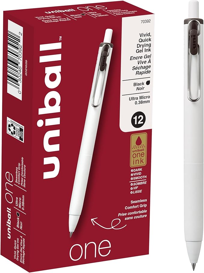 Uniball Gel Pen ; 0.38mm Ultra Micro Black Pens; Gel Ink Pens | Office Supplies Sold by Uniball are Pens; Ballpoint Pen; Colored-Pens;-Gel-Pens; Fine Point; Smooth Writing Pens,12 Count (Pack of 12)