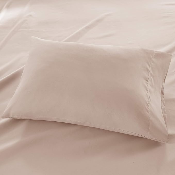 Madison Park 3M Microcell Bed Sheet Set Color Fast, Wrinkle and Stain Resistant, Soft Sheets with 16" Deep Pocket All Season, Cozy Bedding-Set, Matching Pillow Case, Twin XL, Blush, 3 Piece