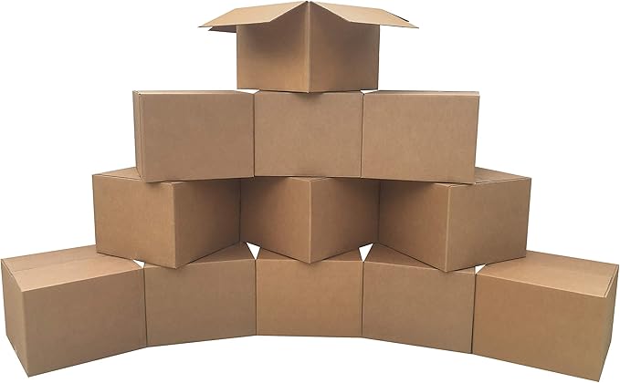 Amazon Basics Cardboard Moving Boxes for Packing and Shipping, Large Size, 20" x 20" x 15", Brown, 12-Pack