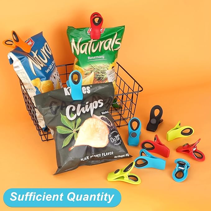 20 Pack Chip Clips, Bag Clips, Paper Clips, Binder Clips, Magnetic Clip for Chips and Other Food Bags, Snack, Office & Kitchen Use, Chip Clip Heavy Duty, Office Paper Clamps