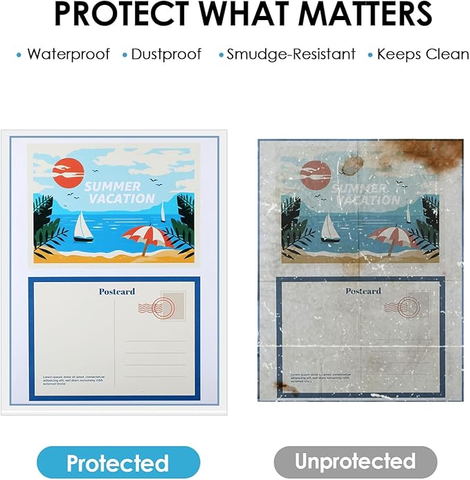 KTRIO No Holes Sheet Protectors 8.5 x 11 Inch Heavy Duty Clear Page Protectors, Plastic Paper Document Sleeves, Letter Size, Top Loading, Acid Free, 50 Pack
