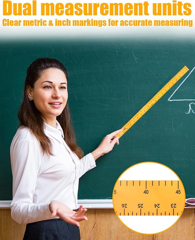 Magnetic 1m Ruler, Clear Drafting Tools Large Teaching Aids, Math Classroom Teaching Measurement Set, Oversized Ruler Geometry Tool Set, Yellow