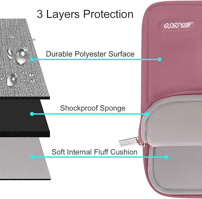 MOSISO Laptop Case 16 inch, 15-15.6 inch Laptop Sleeve Compatible with MacBook Pro 16 M4 M3 M2 M1, HP Acer Dell Lenovo ASUS Notebook, Polyester Vertical Computer Sleeve Bag with Pocket, Dusty Rose