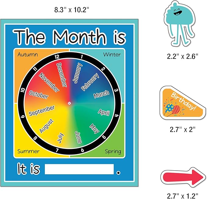 Carson Dellosa Happy Place 139 pc Set Calendar, Monthly Headers, Birthday, Holidays, Numbers Cover Ups, Seasons, Weather, and Days of The Week Chart for Classroom, Bulletin Board, Wall Decor