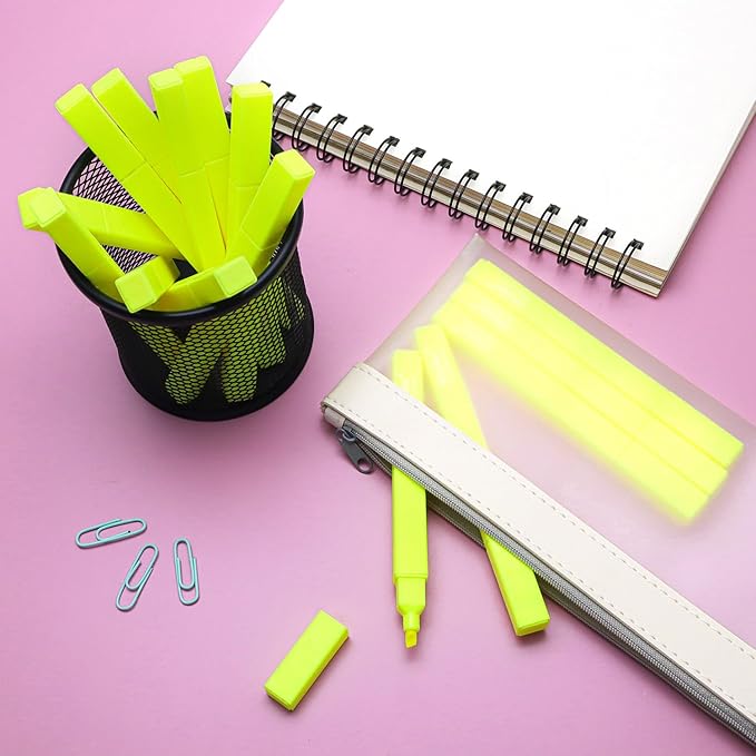 Vitoler Fluorescent Yellow Highlighters,20 Pack Bright Color Chisel tip Highlighters for Adults in the Home School Office