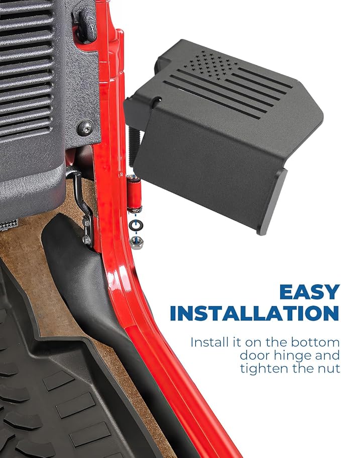 JOYTUTUS Upgraded 120° Wrangler Foot Pegs Compatible with Wrangler TJ 1997 to 2006, Exterior Door Hinge Metal Foot Rest Pedals with US Flag Pattern