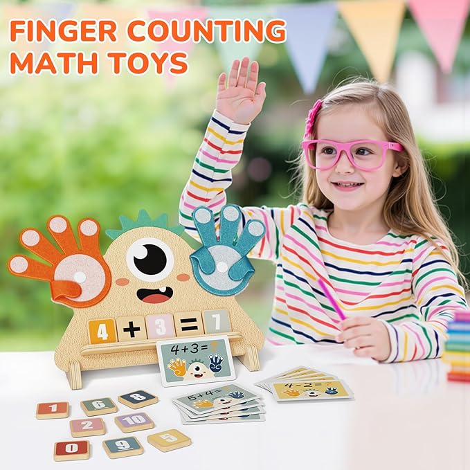 Montessori Toys for 3 4 5 Year Old, Preschool Learning Toys for Toddlers, Finger Math Number Counting Blocks for Kids, Educational Math Manipulatives for Boys Girls Birthday Gifts