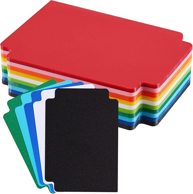 50 Pcs Trading Card Dividers Plastic Card Dividers, Multicolor Frosted Separator with Tabs Standard Vertical Compatible with MTG Games Sports TCG, 2.7 x 3.8 Inches