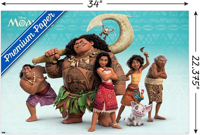 Disney Moana 2 - Group Wall Poster, 34L" x 22.4W", Premium Unframed Version