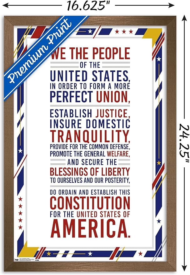 Trends International The United States Of America - Constitution Preamble Wall Poster, 14.725" x 22.375", Bronze Framed Version