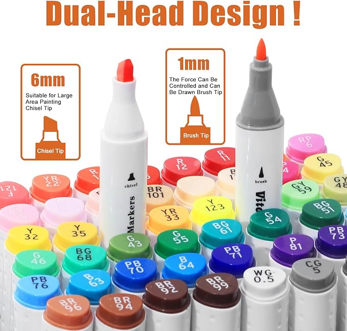 Alcohol Markers, 48pc Dual Brush Tip Coloring Markers Set, Drawing Marker for Adults Painting Drawing Card Making, Art Marker