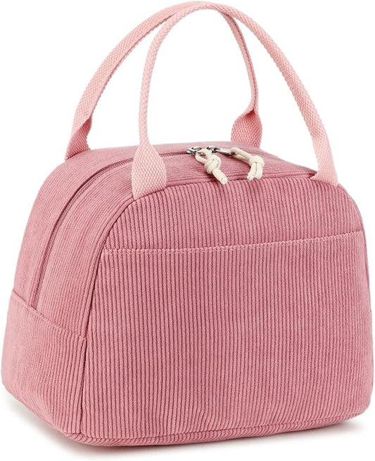 LEDAOU Lunch Box for Women Insulated Lunch Bag Corduroy Lunch Tote Bags Leakproof Cooler Lunch Case for Travel Work Picnic