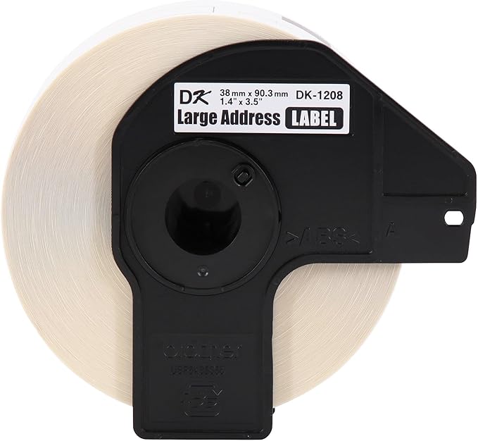 Brother Genuine DK-1208 Die-Cut Large Address Labels, Long Lasting Reliability, Die-Cut Large Address Paper Labels, 400 Labels per Roll, (1) Roll per Box - DK1208, White (DK12083PK)