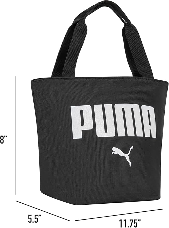 PUMA Unisex Kid's Adventure Lunch Tote, Black/White Glitter, Small