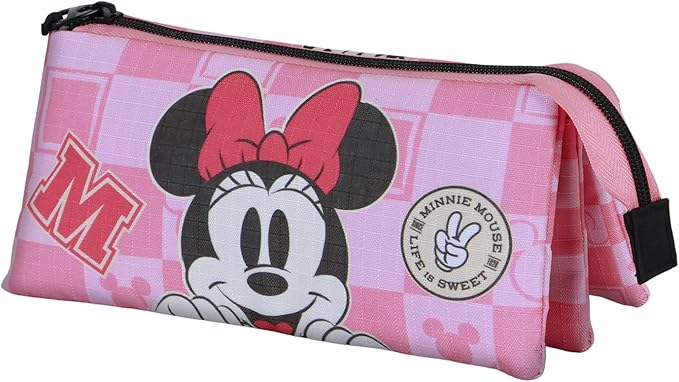 Disney Minnie Mouse Journey Triple Pencil Case, Pink, 23 x 11 cm, Pink Minnie Mouse, Einheitsgröße, Triple Pencil Case