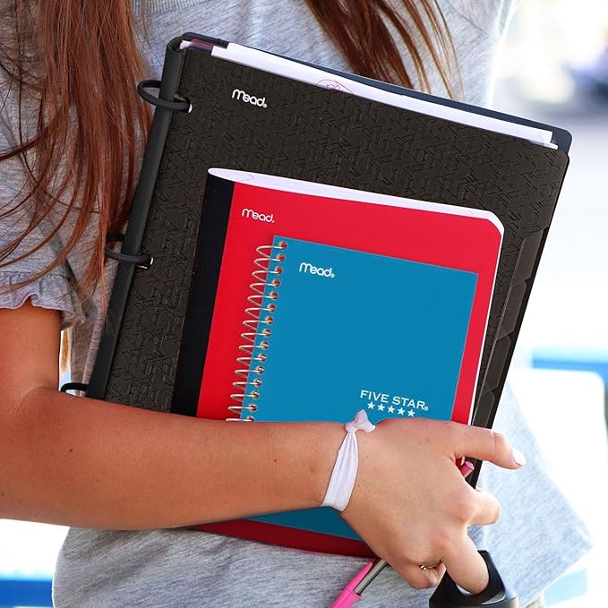 Five Star Spiral Notebooks, 3 Pack, 1 Subject, College Ruled Paper, 7" x 4-3/8", Personal Size, 80 Sheets, Black, Blue, Purple (450048C-ECM)
