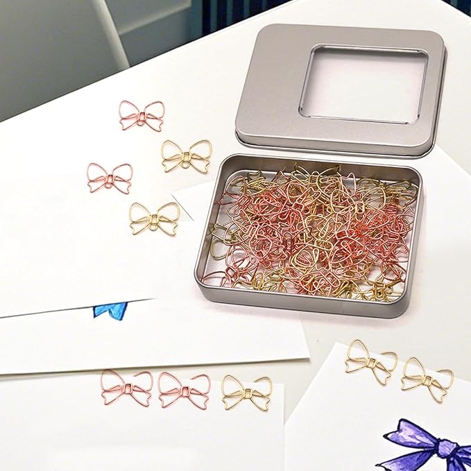 50 Pcs Bow Paper Clips – Bow Planner Clips, Office & School Supplies, Desk Accessories, Gifts for Bow Lovers
