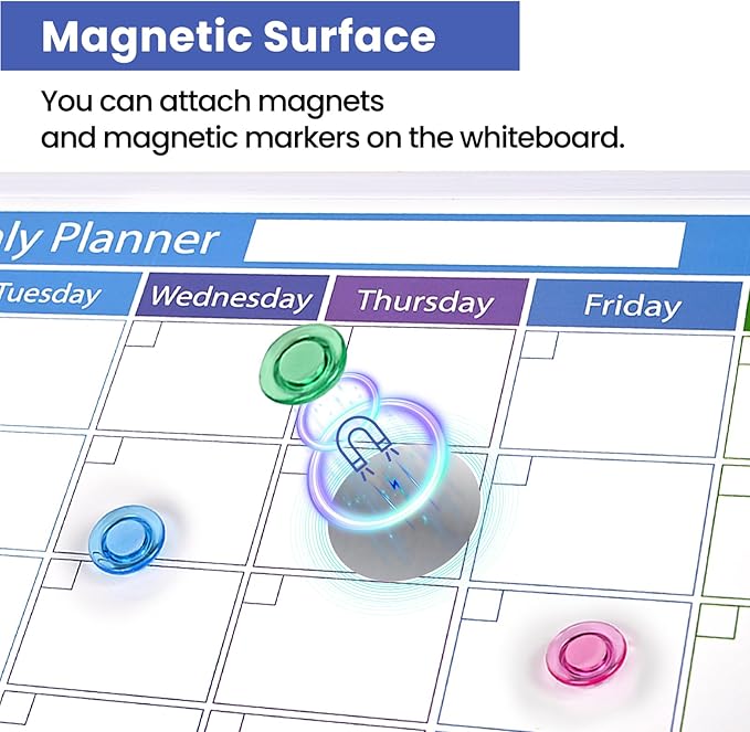 Blue Whiteboard Calendar for Wall,16" x 12" Hanging Dry Erase Calendar Board, Monthly White Board for Home,School, Office