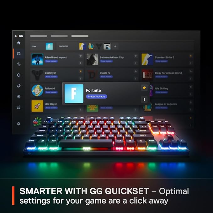 SteelSeries Apex Pro TKL Gen 3 OmniPoint 3.0 HyperMagnetic Switches Adjustable Actuation Rapid Trigger Ready Presets Protection Mode Rapid Tap/SOCD OLED RGB PBT Keycaps USB-C (Renewed)