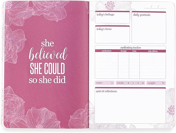 Erin Condren Breast Cancer Petite Planner - Inspirational Support Journal, Includes Medical, Emotional, and Lifestyle Trackers, Journaling and Note Pages, and Sticker Sheet