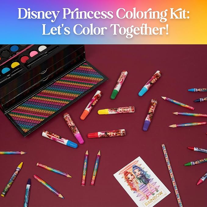 Rainbow High Colored Pencils Art Supplies Kids Drawing Kit Coloring Book Crayons Markers Drawing Pencils Art Kit Travel Case Gifts for Girls