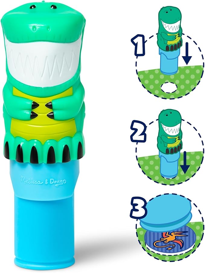 Melissa & Doug Sticker Wow!™ 24-Page Activity Pad and Sticker Stamper, 300 Stickers, Arts and Crafts Fidget Toy Collectible Character – Dinosaur Creative Play Travel Toy for Girls and Boys 3+,