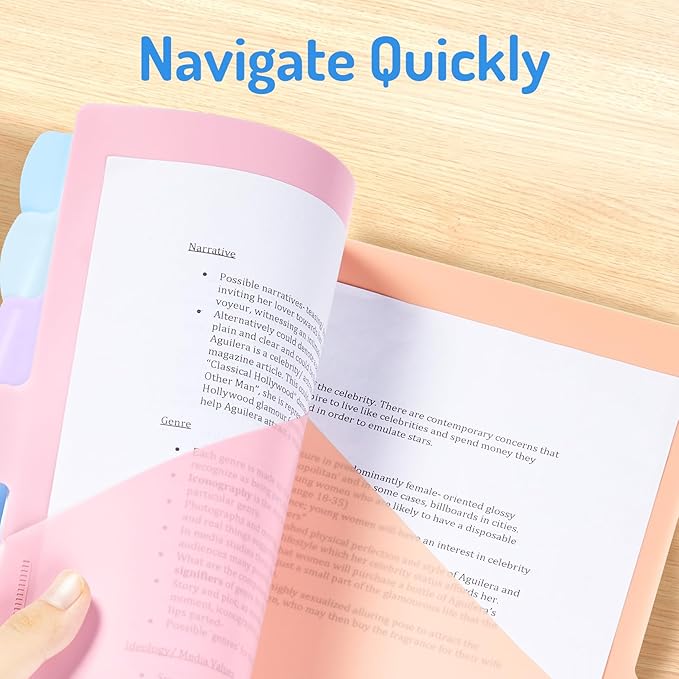 Forvencer 8 Count Dividers with Two Pockets, 8 tab Binder Dividers for 3 Ring Binder Organizer, Binder Divider with Tabs for School Office and Home, 1 Set