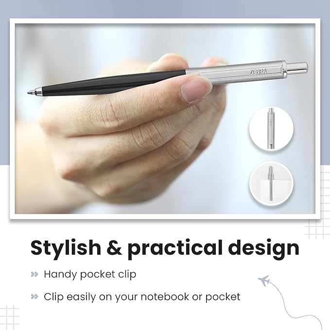 Zebra Pen 901 Black Ballpoint Pen, Sleek & Stylish, Retractable & Reliable, Premium Black Barrel Pen With Presentation Case - Fine Point, 1 pk