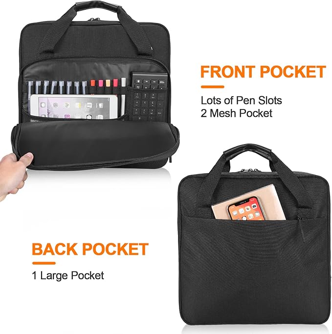 3 Ring Zipper Binder 2 Inch with Shoulder Strap 500 Sheet Capacity & Multi-Pockets for School and Office Binder Organizer, Compatible with 13-Inch MacBook/Tablet (Patent Design Black)