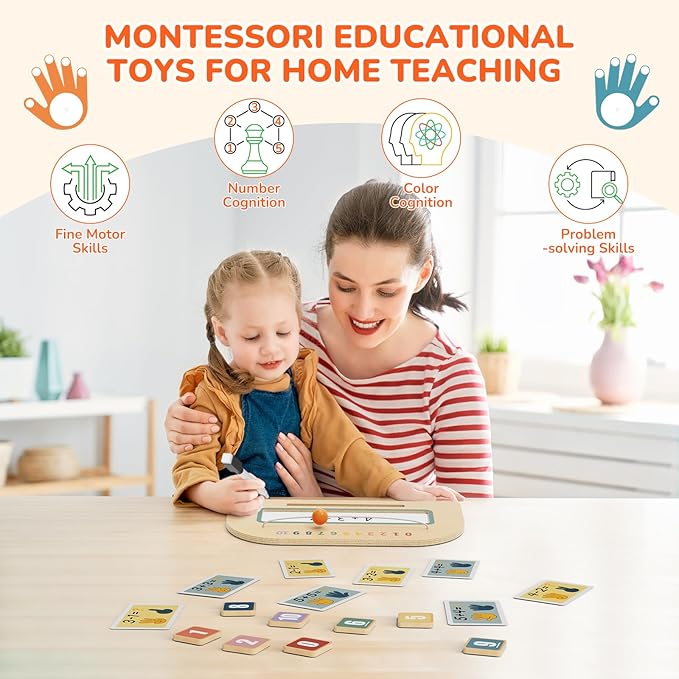2 in 1 Montessori Toys for 3 4 5 Year Old, Preschool Learning Toys for Toddlers 2-4, Double-Sided Finger Math Number Counting Blocks for Kids, Educational Math manipulatives for Boys Girls