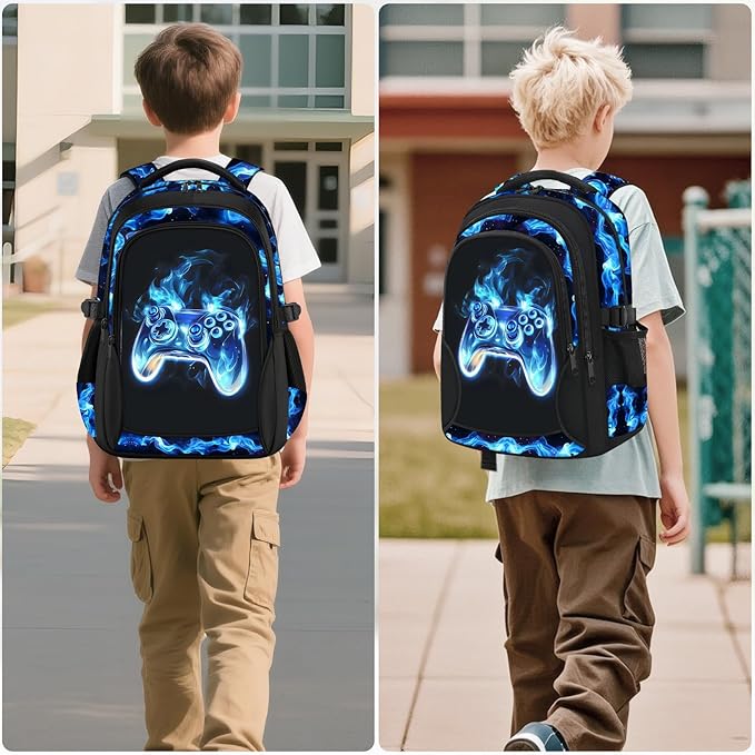 Kids Backpack for Boys - Gamer Boys Backpacks for Kids Teens Elementary Middle School, 17″ Large Capacity Students Bookbag, Perfect for Travel and School