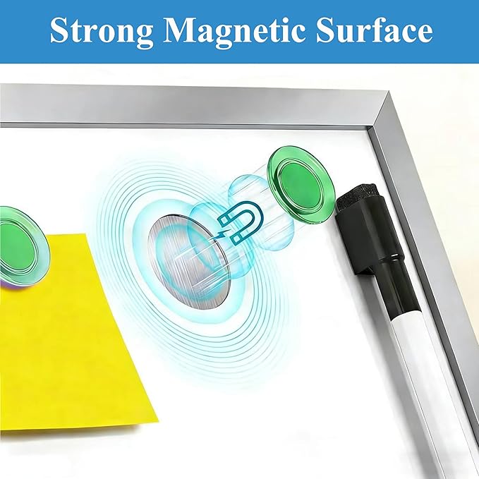 Small Dry Erase Board with Stand, 10" x 10" Double-Sided Desktop Whiteboard, Includes 10 Markers, 4 Magnets & 1 Eraser, Mini Whiteboard for Desk, Office, Kitchen, School, Kids Room