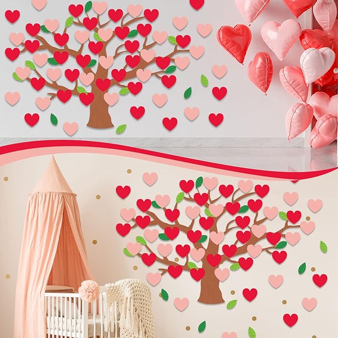 Pajean Valentines Day Bulletin Board Decorations Valentine Classroom Tree Bulletin Board Set January Cutouts Classroom Tree Wall Decor (Vivid Style)