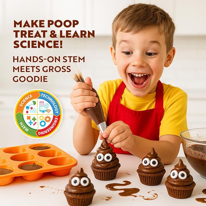 Playz Edible Poo Chocolate & Candy Making Science Kit for Kids Ages 8-12 Years Old - Food Science Chemistry Kid Science Kit with 30 Experiments, Educational Science Kits for Boy & Girls