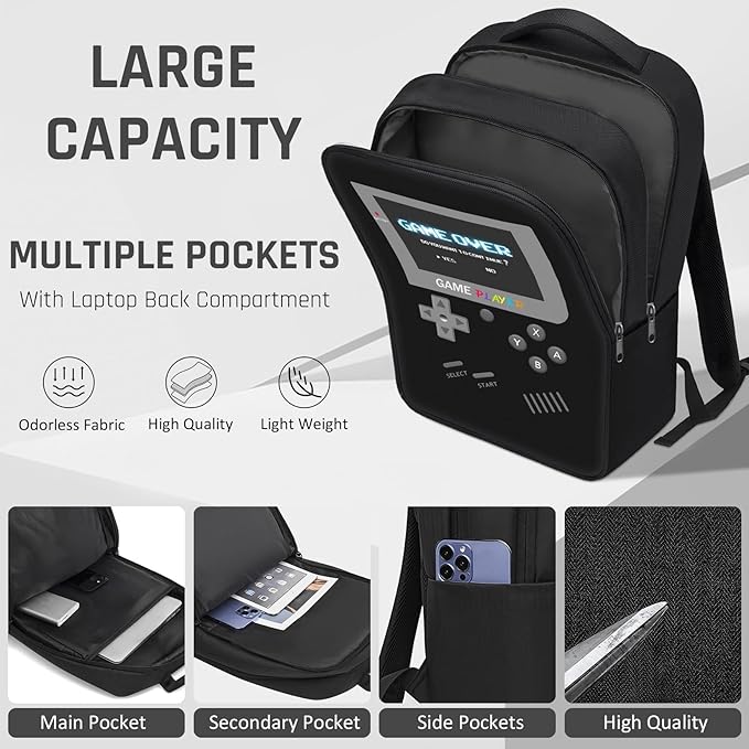 School Backpack for Boys,3pcs Gamer Boys Backpack with Lunch Box Set for Kids Children Teens Elementary Middle School,17" Large Capacity Student Bookbag & Multifunctional Video Game Travel Bag