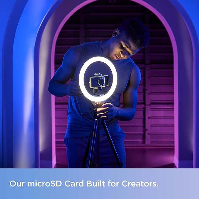 SanDisk 1TB Creator microSD UHS-I Card with SD Adapter - Up to 190MB/s, for Cameras and Drones, 4K, 5.3K, A2, V30, U3, 3 Months of Adobe Lightroom Included - SDSQXAV-1T00-GN6MS