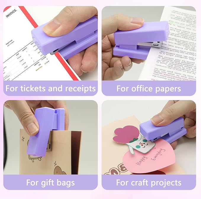 Purple Mini Stapler with Staples, Portable Office Supplies Set with Small Stapler, Staple Remover and 2,000 Staples, Cute Mini Stapler for Desk, School, Office & Home Desk Essentials